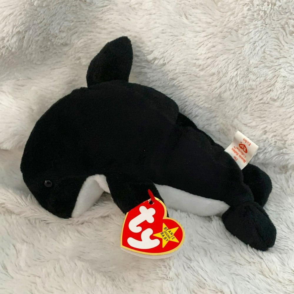 RARE!!! Beanie Baby "Waves" with "Echos SWING AND PUSH TAGS!! - MINT